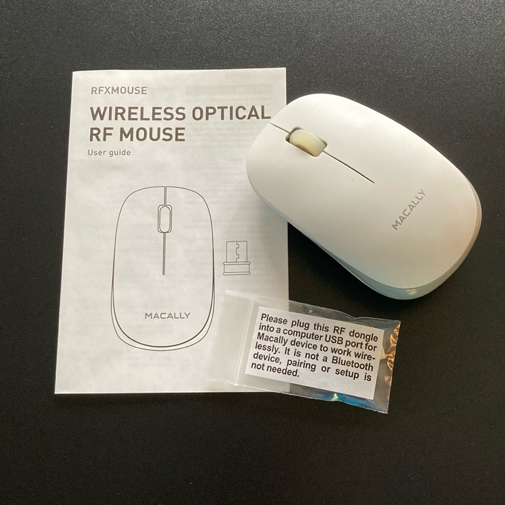 MaCally White Wireless Mouse with dongle
